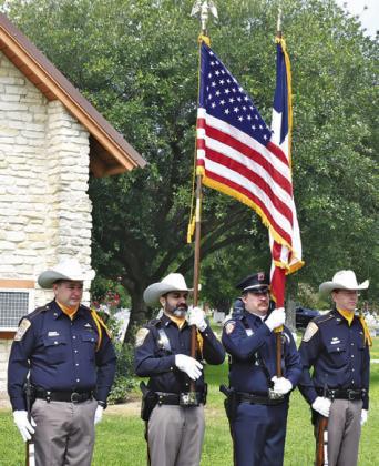 THIS RIFLE AND FLAG Honor Guard stood at attention at the graveside for Larry See’s burial. Funeral services were held at St. Mary’s Our Lady of the Lourdes Catholic Church with burial at the Caldwell Masonic Cemetery. -- Tribune photo by Roy Sanders