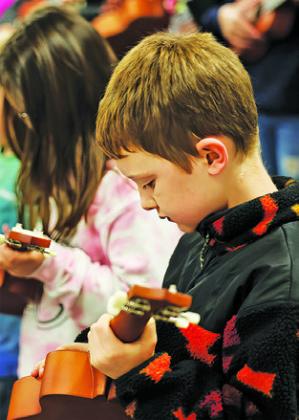 CALDWELL ELEMENTARY School students received ukuleles purchased from money raised through the school’s BoosterThon Fundraiser for the elementary music program.