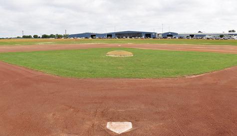 THE VIEW FROM the batter’s box at the newly upgraded baseball field at OSR and Commerce. -- Tribune photo by Roy Sanders