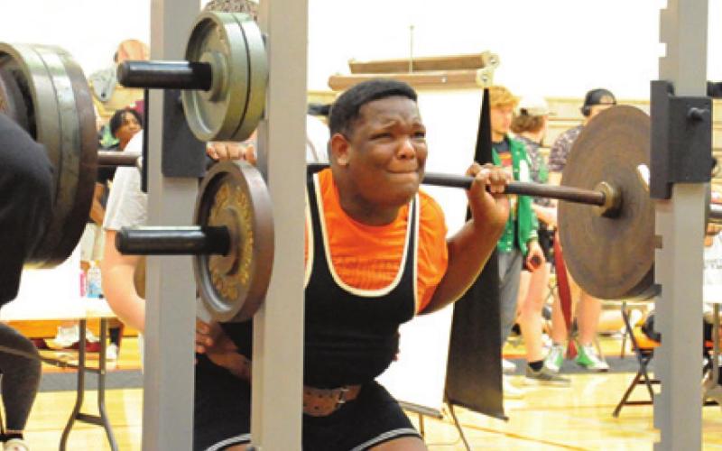 SOMERVILLE’S JASHAWN JONES won the SHW weight class at the inaugural Yegua Iron Invitational Powerlifting Meet on Saturday.