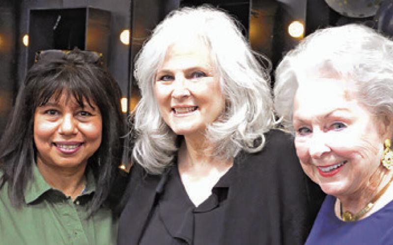 SUSAN MOTT, THE CURRENT Director of the Burleson County Chamber of Commerce, and Brenda Van De Walle and Honey Kutach, the most recent former directors, were in attendance at last week’s chamber banquet -- celebrating the 100th anniversary of the chamber. Tribune photo by Denise Squier