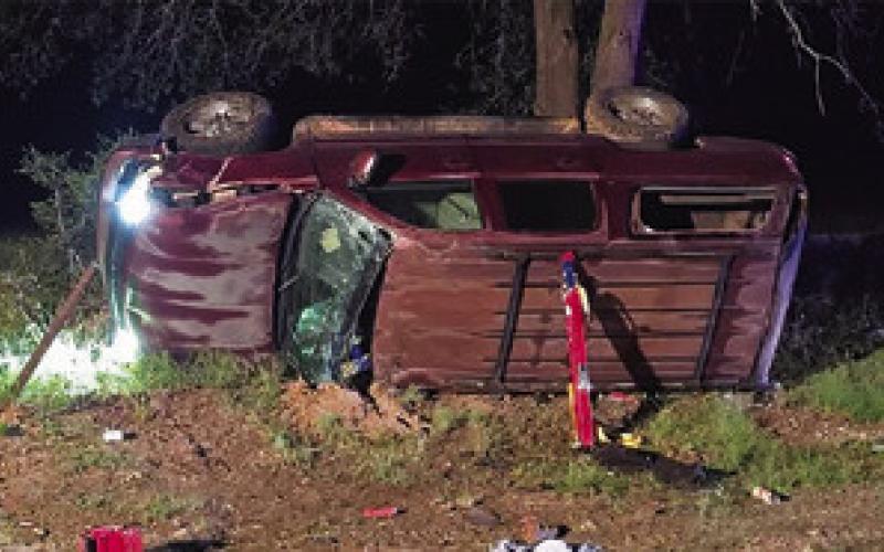 THIS SUV WAS INVOLVED in a single-vehicle rollover accident on F.M. 2000 on Tuesday, July 7. The injured driver was treated by EMS and then transported to a local hospital. Photo courtesy of Caldwell Fire and Rescue Department