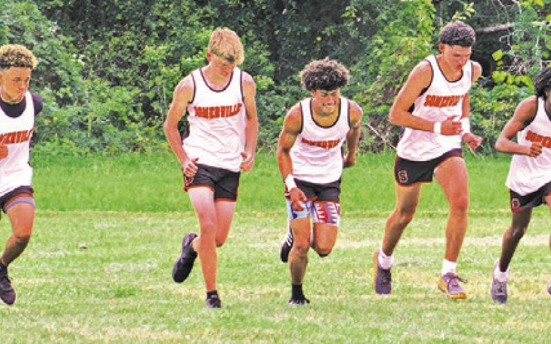 THE SOMERVILLE BOYS CROSS country team ran in last week’s District 26-2A Cross Country Meet, finishing third and qualified for the regional meet later this month. -- Tribune photo by Roy Sanders