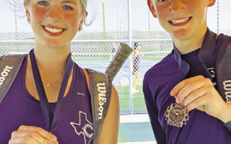 ABBY VOGLER AND Landon Vykukal placed third in mixed doubles at last week’s Caldwell Classic Varsity Tennis Tournament.