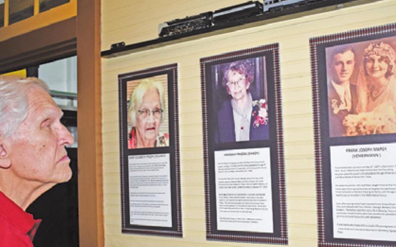 PEOPLE VISITING THE DEANVILLE Depot Museum will be able to see photos and information about each of the 14 Orphan Train riders who lived in Burleson County. -- Tribune photo by Roy Sanders