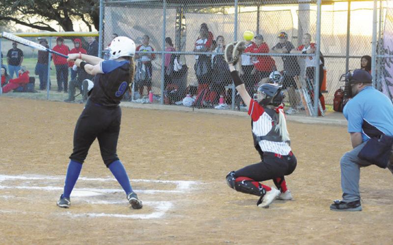 SNOOK’S HEIDI JANAC FOULED the ball during the Snook-Burton game on Friday. Tribune photo by Denise Squier