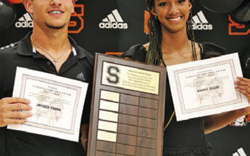JAYDEN YOUNG AND KARYS ELLIS were recently announced as the Somerville High School boy and girl Athletes of the Year.