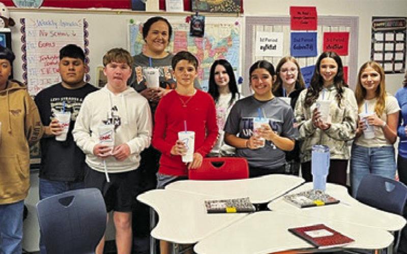 MS. REED’S FIFTH-PERIOD class at CJH earned the highest attendance for December.
