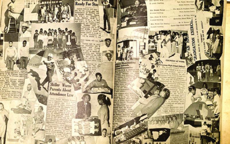A COLLAGE FEATURED IN THE 1956-57 Freeman High School yearbook -- the only one the school ever published in its 52 year history. Tribune photo by Sabine Lazo