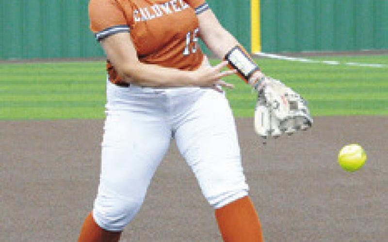 CALLIE FLETCHER EARNED the win for the Lady Hornets in their bi-district game against Washington. -- Tribune photo by Denise Squier