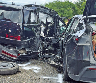 THE WRECKAGE OF this accident on Saturday, June 20, on State Highway 21 West in Lee County. One person died in the accident.