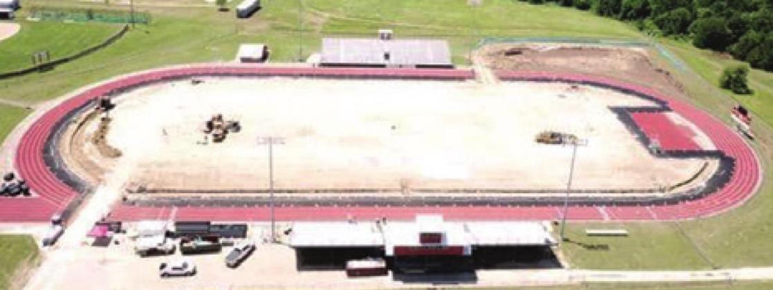 HORNET STADIUM WILL HAVE a new look in the fall. The ground is being prepared for new turf, costing the district $1.16 million. Hellas Construction Inc. of Austin is doing the installation.