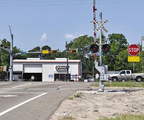 THE INTERSECTION AT F.M. 60 East and State Highway 36 South, as seen from F.M. 60. Work continues on a traffic signal.