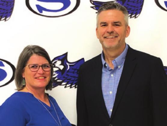 LEE HAFLEY WAS recently hired as the new secondary principal for Snook ISD. He is pictured with superintendent Brenda Krchnak.