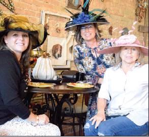THOSE ATTENDING THIS year’s Hunter’s Wife Weekend showed off their Kentucky Derby Hats. Pictured are Karrie Rutherford, Melissa Brune and Donna Hibbeler.