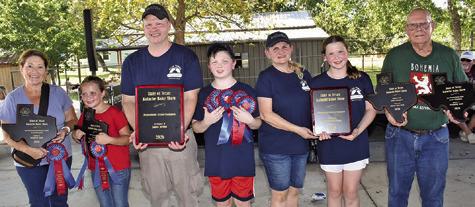 THE KOLACHE FESTIVAL Bake Show grand champions included, from left, Susan Vajdak; Callie Barnes, Olde Towne Kolaches of Houston including Craig Knappick, Carter, Lisa and Chloe Knappick, and Frankie Muehlstein. All were recognized at the awards presentation.