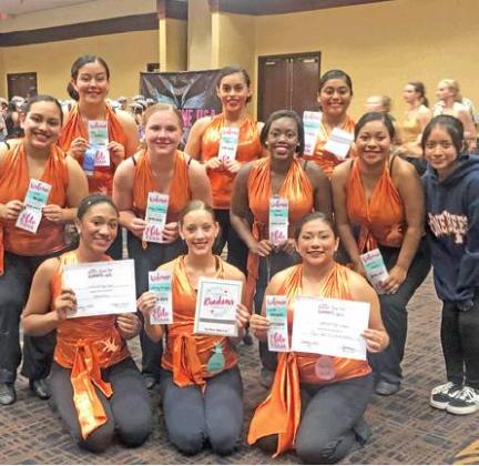 THE CALDWELL HIGH School Honeybees posed for a photo at the Danceline USA Team Camp from Aug. 2-4. Pictured are, front row from left: lieutenant, Zaria Wilson, captain, Whitney Hodges and social officer, Laura Retana; middle row from left: Itziri Reyes, Abby Easterling, Bre’Anna Burns, Katherin Romero and manager, Jennifer Retana; and back row from left: Leslie Aldaco, Daisy Amaya and Paulina Gaucin. Not pictured: Yisaira Mercado.