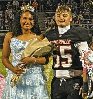 EMMA WILLIAMS and Luke Moses were named Somerville High School’s homecoming queen and king for 2026 during Friday night’s Somerville-Holland football halftime. Tribune photo by Denise Squier