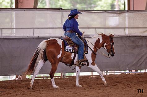 CALDWELL RESIDENT SABINE LAZO returned to the show pen after a spinal injury earlier this year, earning reserve high point in the Open Senior Horse division. Photo courtesy of Treylyn Hancock