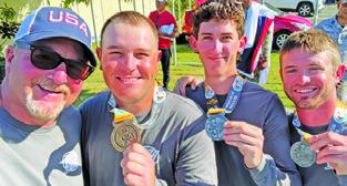 PHILLIP JUNGMAN celebrates with the USA Men’s Skeet Team after earning a silver medal at the 2024 Championship of the Americas (CAT) Games in Santo Domingo, Dominica Republic. -- Photo courtesy of USA Shooting