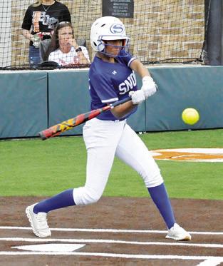 JAZMENA PEREZ bats during the Snook-Centerville bi-district game last Friday night in Caldwell. -- Tribune photo by Denise Squier