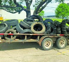 THESE TIRES WERE collected during the Snook clean-up event last Saturday. Many other items were collected during the event.