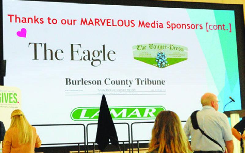 THE TRIBUNE WAS RECOGNIZED as one of the media sponsors for this year’s Brazos Valley Gives during the organization’s gala last Thursday. Tribune photo by Denise Squier
