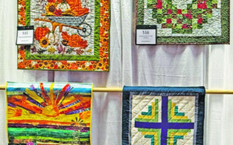 WALL HANGINGS AND OTHER various quilted creations were on display at this year’s Creative Memories Quilt Guild Quilt Show. Tribune photo by Denise Squier