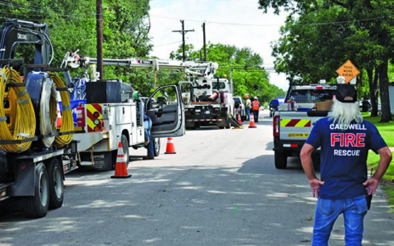 A NATURAL GAS line break Tuesday morning