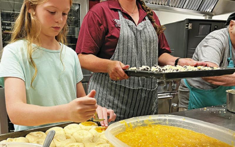 IT’S KOLACHE BAKING TIME! Snook students and adults attended the annual Kolache and Noodle School at the Snook Elementary School Cafeteria on Saturday, Aug. 24, learning to bake the Czech treats. Tribune photo by Denise Squier