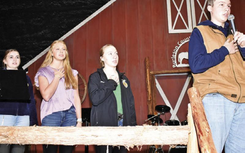 PARTICIPATING AT THE Ag Breakfast were, from left, Kelly Urbanovsky, Caitlyn Faust, Abigail Flencher and Jathan Fannin.