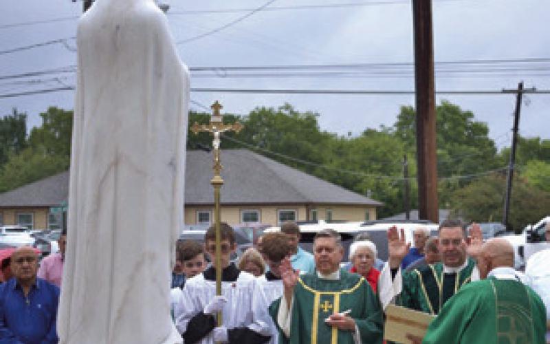 ST.MARY’SCATHOLICCHURCHofCaldwell celebrated its 130th anniversary with a Jubilee celebration ceremony on Aug. 31, which included the dedication of the marble statue of Our Lady of Lourdes shown here. Photo courtesy of St. Mary’s Catholic Church