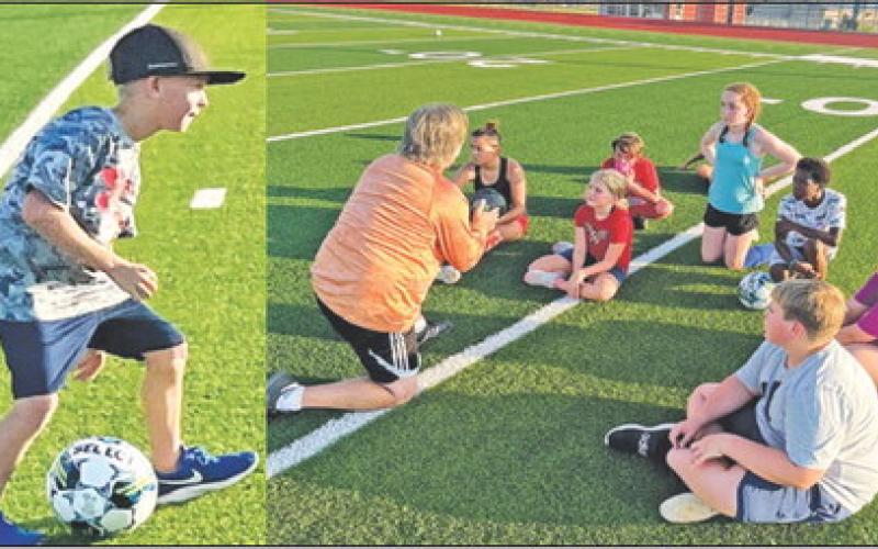 LAST WEEK, CALDWELL SOCCER coaches held a soccer camp for future Hornets and Lady Hornets at Hornet field. The kids worked with drills to hone in skills to be better players.