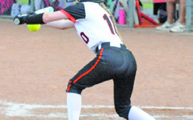 RHYAN RICCI BUNTS during the Somerville-Burton game on Friday in Somerville. Tribune photo by Denise Squier