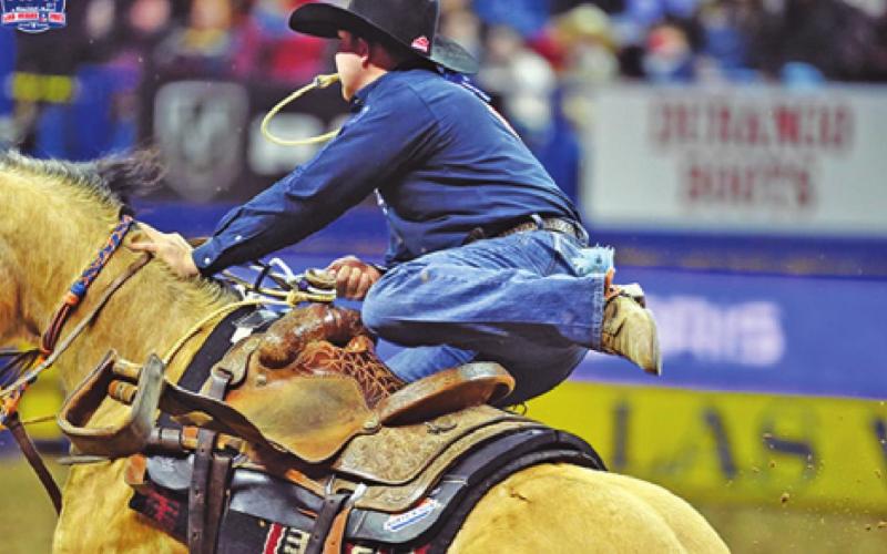 CALDWELL’S WESTYN HUGHES finished the 2021 Professional Rodeo Cowboys Association (PRCA) season, ranked third in the world in Tie-Down Roping and placed fourth in the average at the National Finals Rodeo. -- Photo courtesy of Christopher Thompson, PRCA