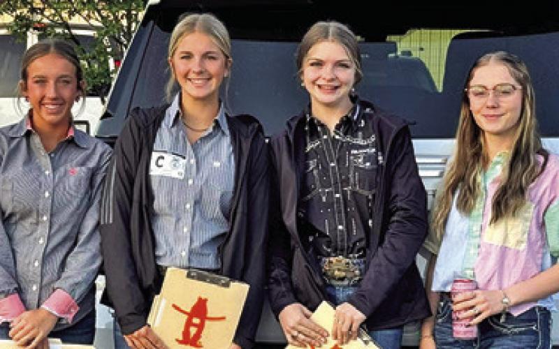 THE CALDWELL FFA HORSE JUDGING team placed fifth at the Area 12 contest to advance to the State contest in May. Pictured, from left to right, are Kylie Vogler, Abby Vogler, Kailey Simon and Kaitlyn Bolt. Photo courtesy of Caldwell FFA