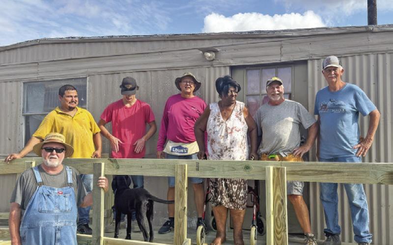 OCT. 31 MARKED marked the sixth ramp built this year with Texas Ramp Project. Serving others is what Lions Club is all about. Pictured are Lions Danny Jones, Ted Dusek, Donnie Cook, Dale Shaw. TrussWorks - Westen Muske and William Hernandez.