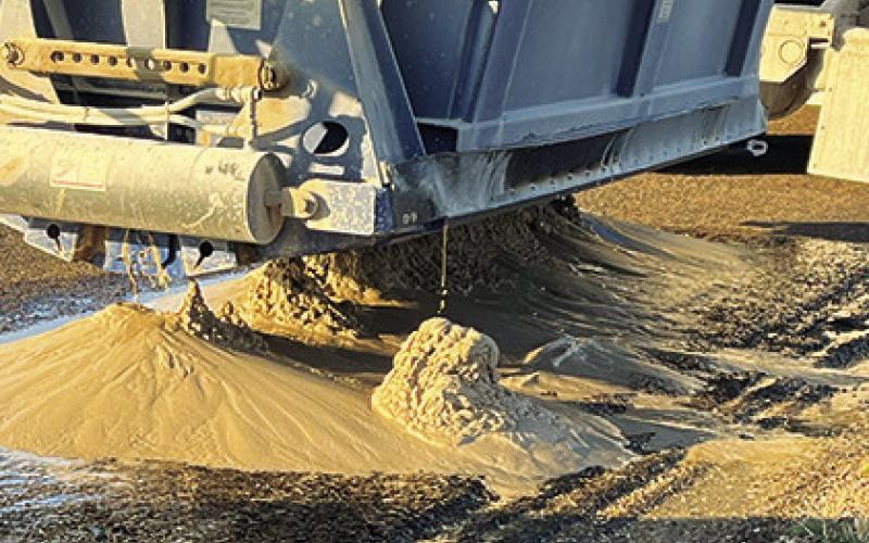 SAND IS LEAKED onto the roadway as this driver is stopped by a sheriff’s deputy. Photo courtesy of Burleson County SO