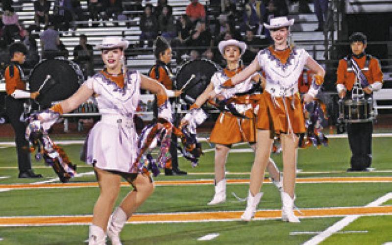 THE CALDWELL HIGH School Honeybees perform at halftime of the Caldwell-Smithville football game. -- Tribune photo by Roy Sanders