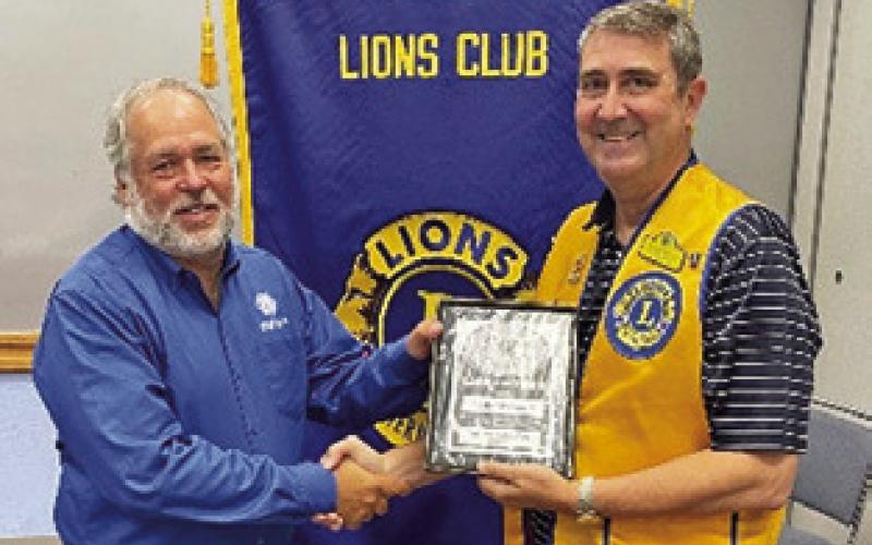 CODY CHENAULT, Club Vice President was recently awarded “Lion of the Year” by the Caldwell Men’s Lions Club for his dedication and energetic fulfillment of the Lions motto of “We Serve.” The Men’s Lions Club donates significantly to local charities and provides scholarships to graduating seniors. Pictured are Chennault and Tony Zaccagnino, President of the Men’s Club.