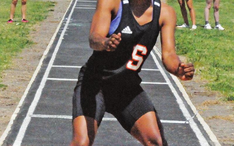SOMERVILLE’S CAMIA Martin lands her jump during the girls’ District 26-2A long jump last week. -- Tribune photo by Denise Squier
