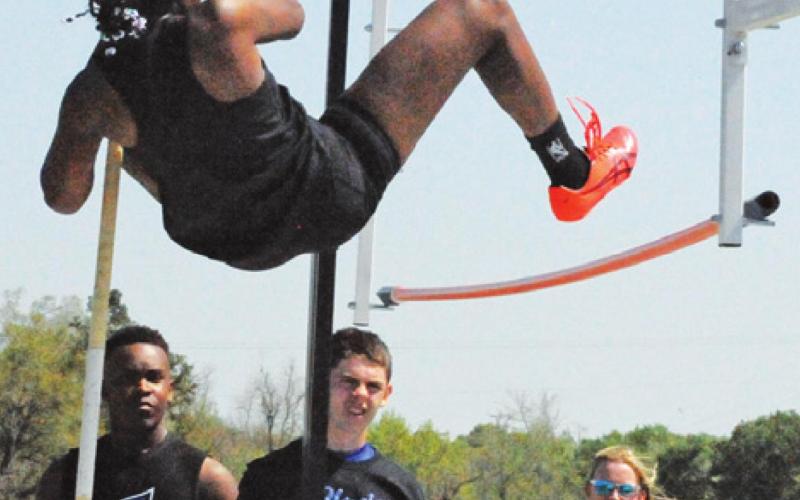 SOMERVILLE’ DEANA WILLIAMS clears the bar and earns second place in girls pole vault at the District 26-2A Track Meet last week.