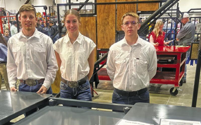 CALDWELL FFA Ag Mechanics students, Caden Crump, Mary Hancock and Matthew Dean, placed fifth at the Houston Livesock Show &amp;amp; Rodeo with their shop table entry.