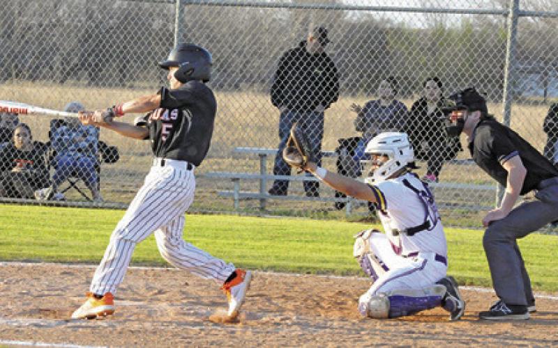 COLT HOLTON OF the Somerville Yeguas bats against St. Joseph.