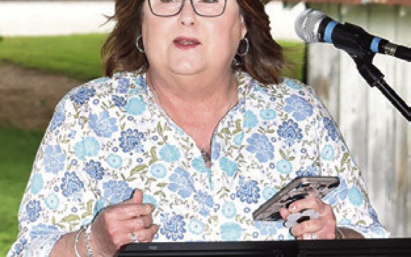 PASTOR RHONDA JOHNSON speaks during the National Day of Prayer on May 2 in Caldwell. -- Tribune photo by Roy Sanders