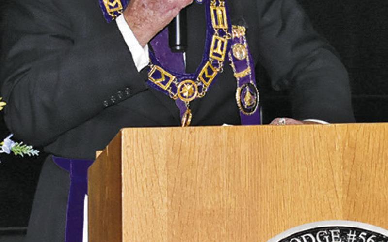 MASTER OF CEREMONIES Thomas Griffin speaks to the gathering on Saturday.