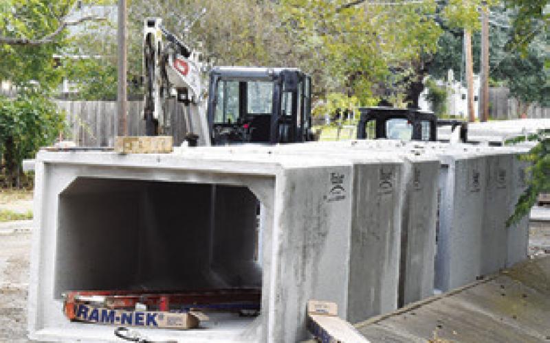 THESE LARGE box culverts are being installed as part of a drainage project along Harvey Street in Caldwell.
