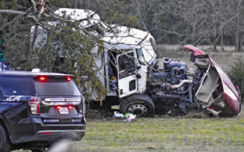 THIS TRUCK TRACTOR rig was damaged on Sunday afternoon in the accident along State Highway 36 South near F.M. 976.