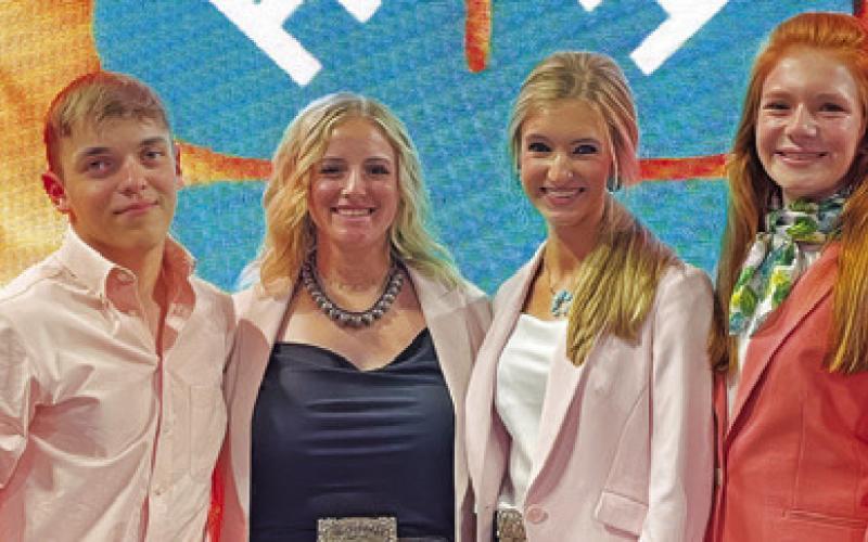 THE BURLESON COUNTY TEAM of Kaden Schroeder, Jalynn Urbanosky, Kylan Canon and Cayle Canon competed in the Livestock Judging event at the recent 2024 Texas 4-H Roundup.