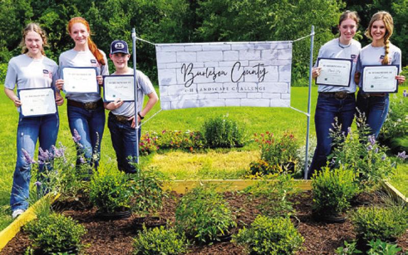 A TEAM FROM THE BURLESON COUNTY 4-H CLUB won the 2024 Landscape Challenge. Team members included Kylan Canon, Cayle Canon, Kes Canon, Ava Fry and Brook Fry.